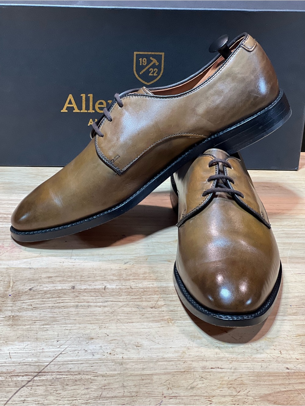 Allen Edmonds Kenilworth Men’s Tan Leather Derbies Sz 10.5E Made In USA 🇺🇸